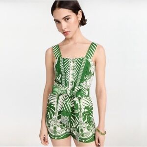 FARM Rio Green Tropical Print Jumpsuit size medium
